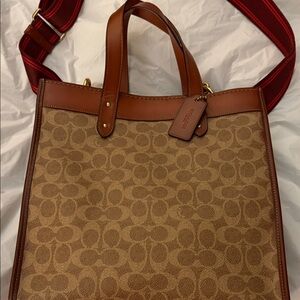 Coach Signature horse and Carriage Tote with guitar Strap